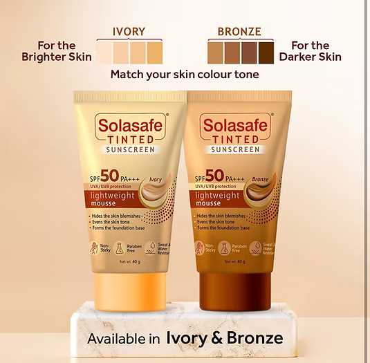 Solasafe Tinted Ivory Sunscreen SPF 50 | Broad Spectrum Protection |