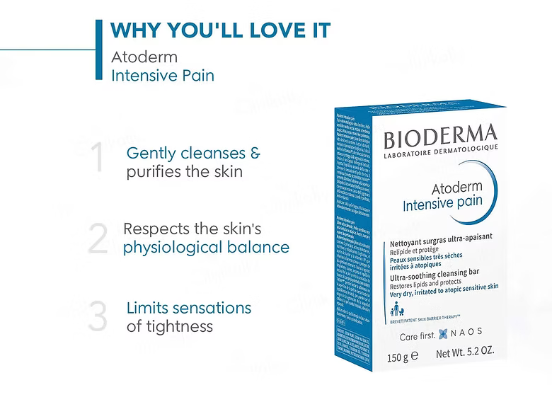 Bioderma Atoderm Intensive Pain Ultra-Soothing Cleansing Bar 150GM