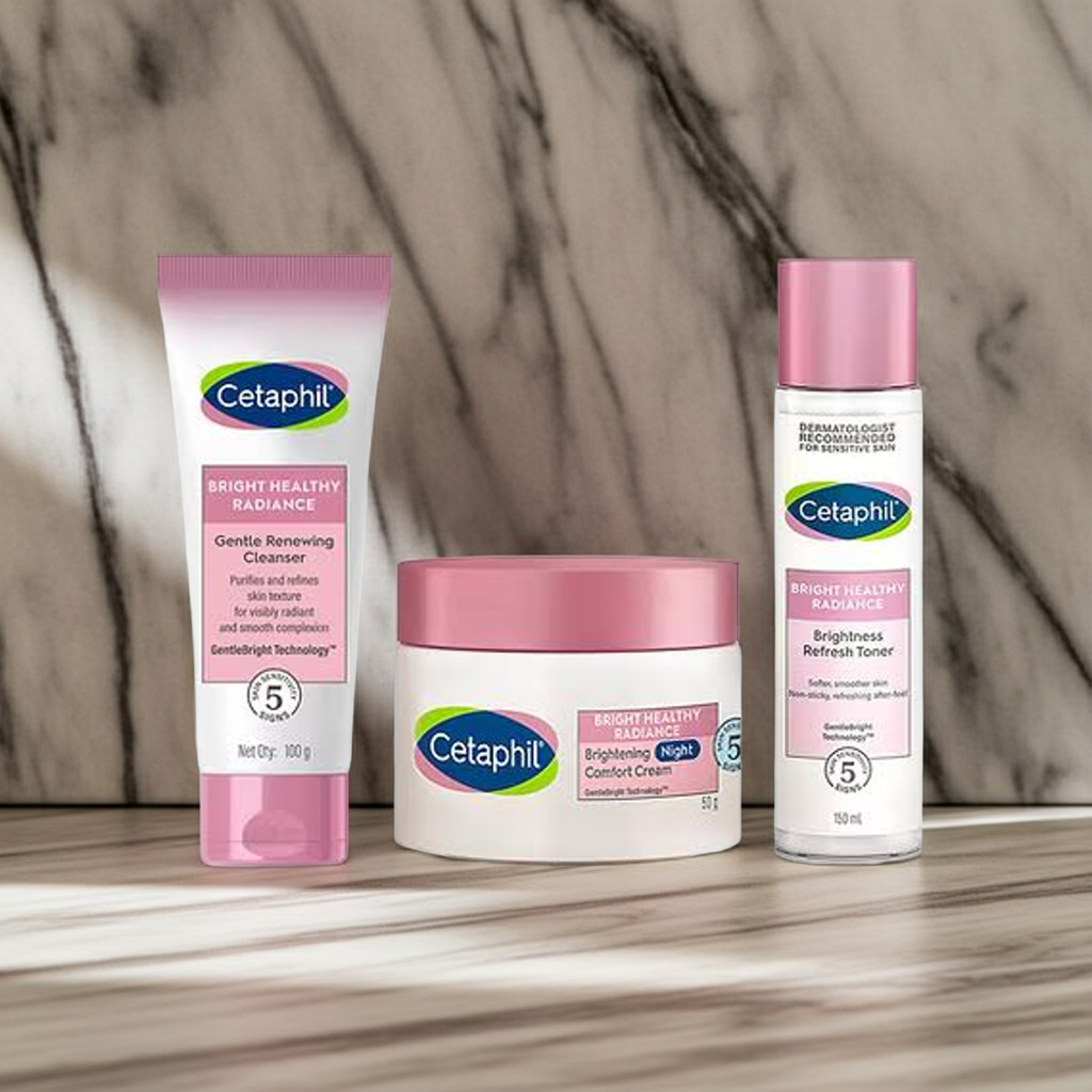 Cetaphil Radiance Essentials Cleanser, Toner & supports a radiant appearance (Pack of 3)