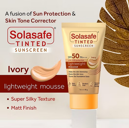 Solasafe Tinted Ivory Sunscreen SPF 50 | Broad Spectrum Protection |