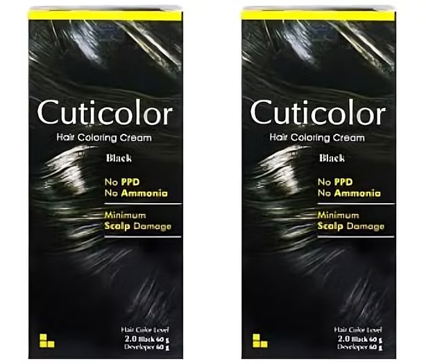 Cuticolor Hair Coloring Cream Black 2.0 Pack Of 2