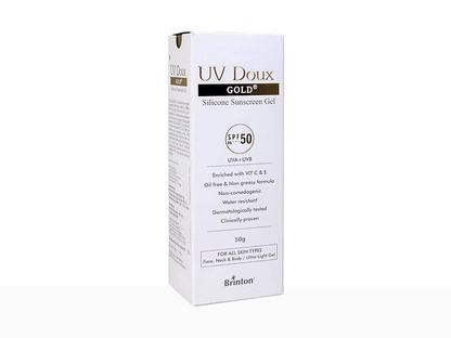 UV Doux Gold Silicone Sunscreen Gel SPF 50 PA+++ 50Gm