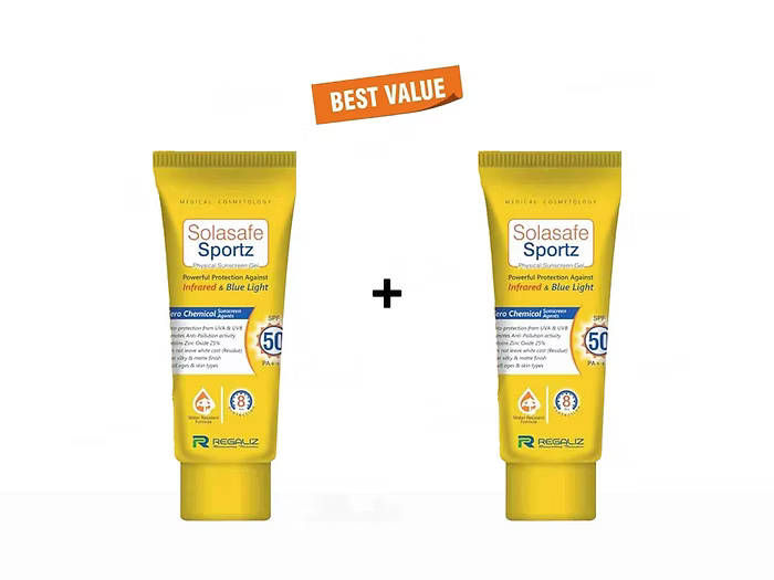 Solasafe Sportz Physical Sunscreen Gel SPF 50+ PA+++ (Pack of 2)