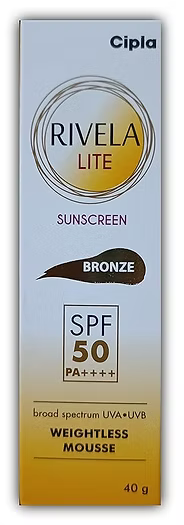 Cipla Rivela Lite Sunscreen Bronze Cream With Spf 50 Pa++++  40gm