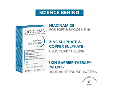 Bioderma Atoderm Intensive Pain Ultra-Soothing Cleansing Bar 150GM