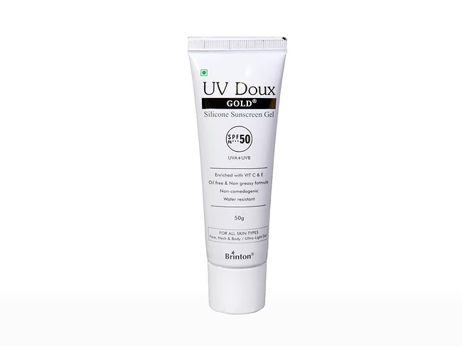 UV Doux Gold Silicone Sunscreen Gel SPF 50 PA+++ 50Gm