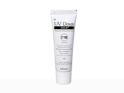 UV Doux Gold Silicone Sunscreen Gel SPF 50 PA+++ 50Gm