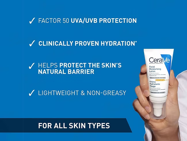 CeraVe AM Facial Moisturising Lotion For Normal to Dry Skin SPF 50