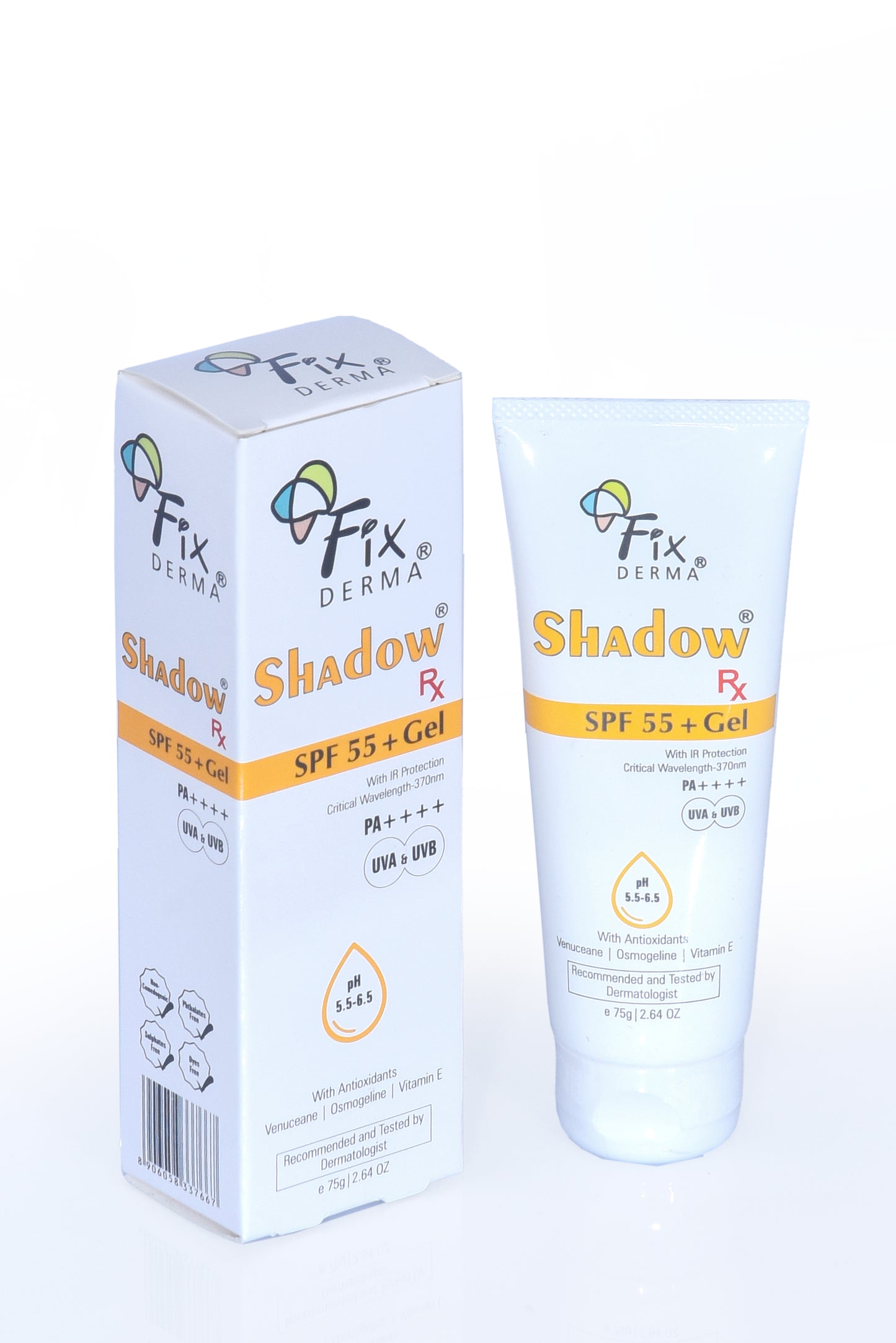 Fixderma Shadow Rx Sunscreen Gel SPF 55+ PA++++ 75GM